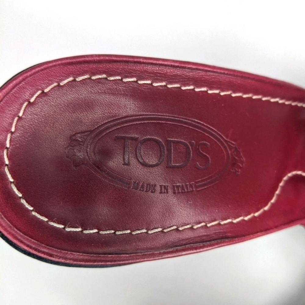 TOD'S Red Leather Strappy Sandal Heel - Picture 7 of 11